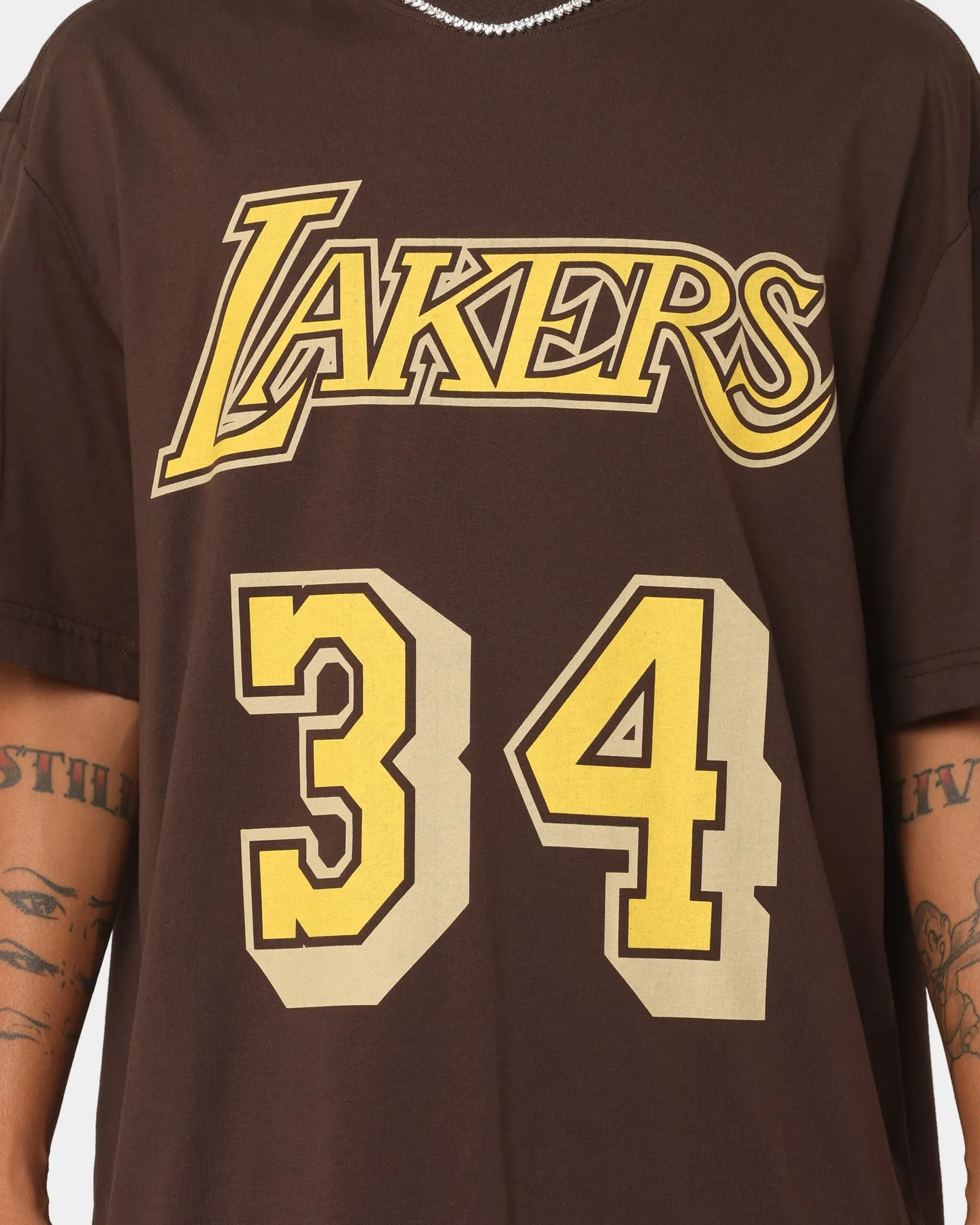 Mitchell & Ness Los Angeles Lakers Shaquille O'Neal #34 Lux Brown T-Shirt Baroque Brown