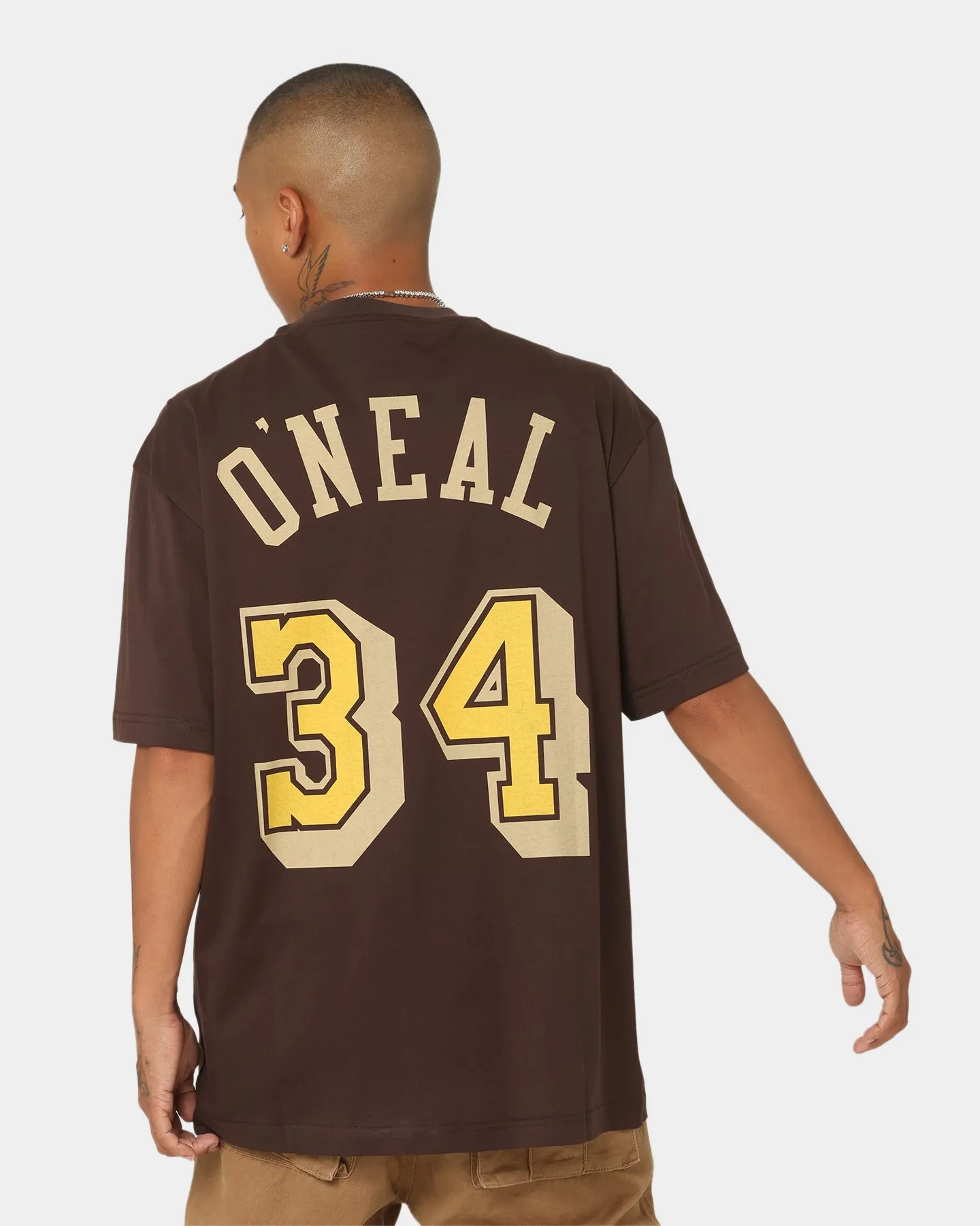 Mitchell & Ness Los Angeles Lakers Shaquille O'Neal #34 Lux Brown T-Shirt Baroque Brown