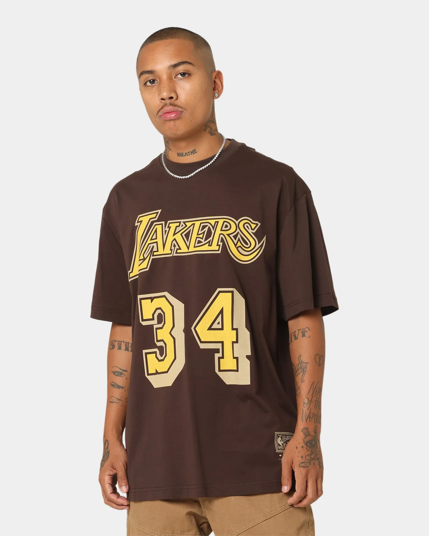 Mitchell & Ness Los Angeles Lakers Shaquille O'Neal #34 Lux Brown T-Shirt Baroque Brown