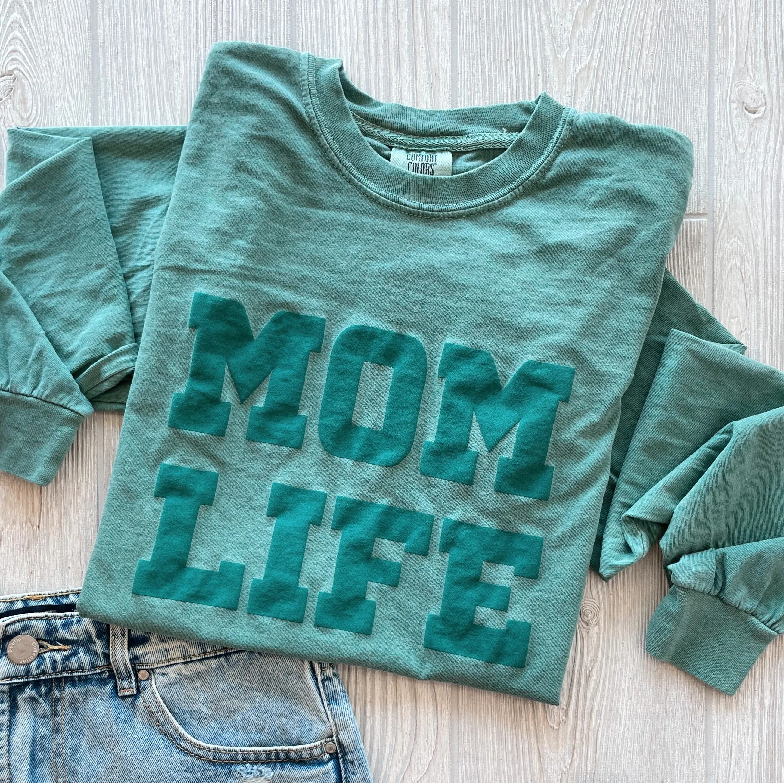 MOM LIFE teal puff • Comfort Long Sleeve