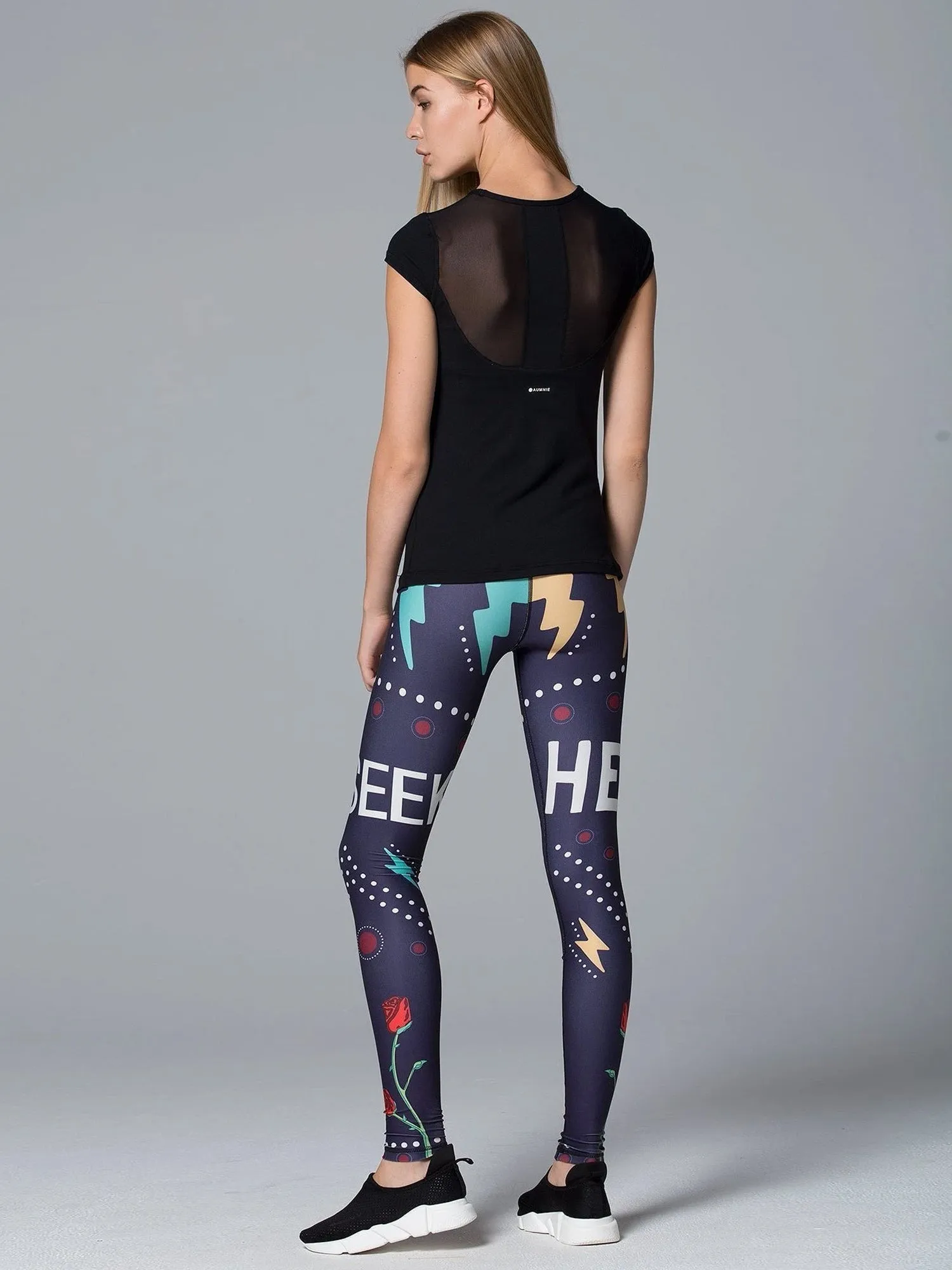 PEARL TEE, BLACK/BLACK MESH