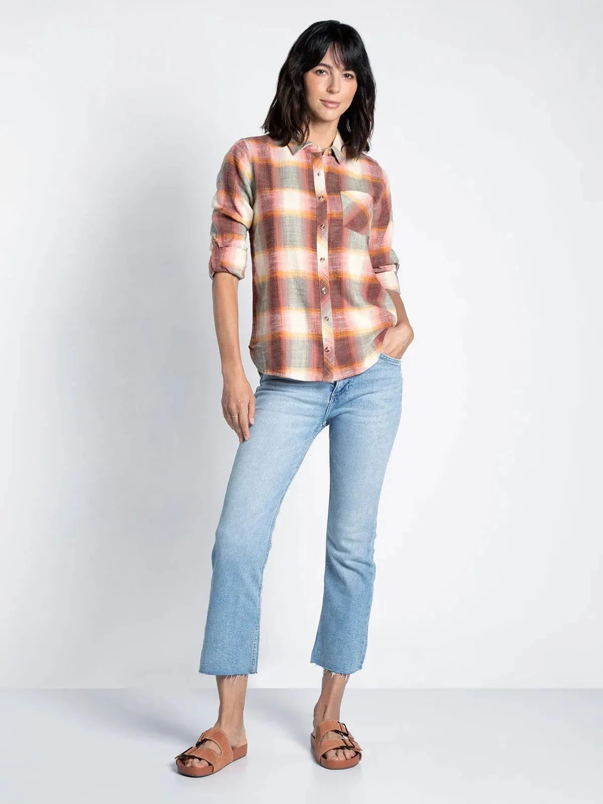 Plaid Button Up [Sunset Plaid-T2671]