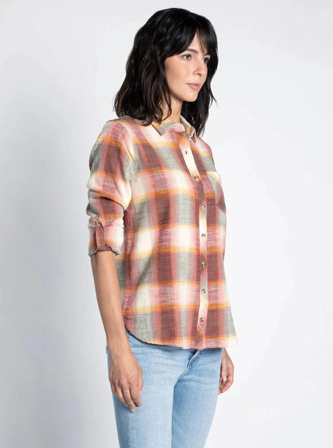 Plaid Button Up [Sunset Plaid-T2671]
