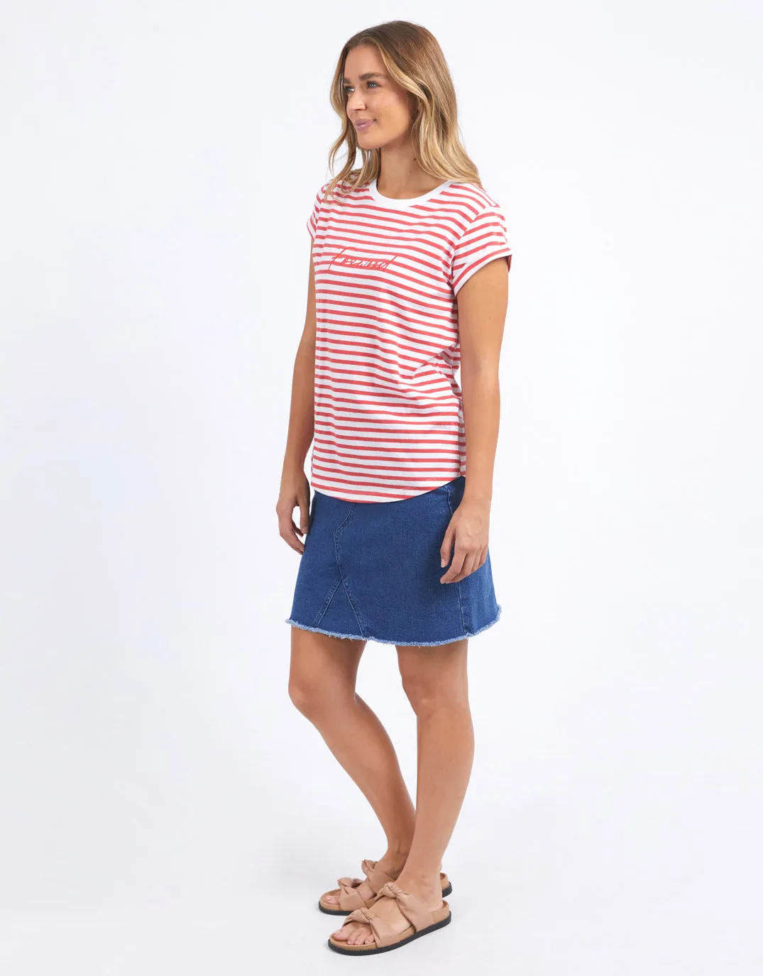 Signature Stripe Tee - Cayenne & White Stripe