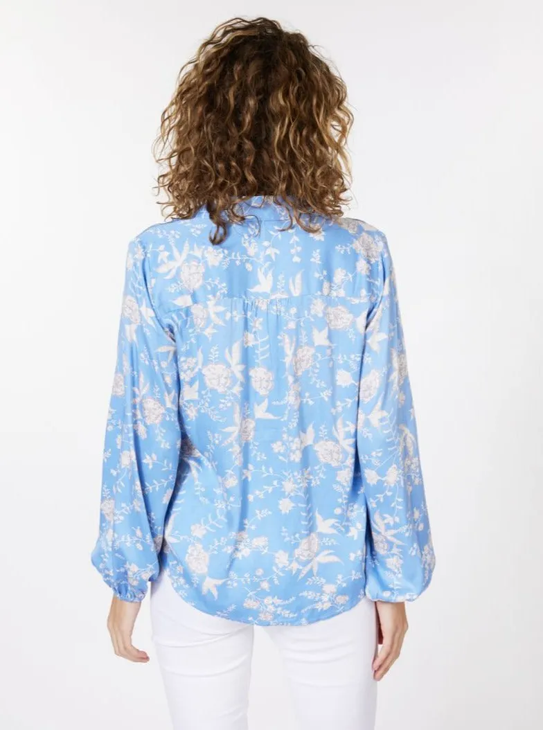 Smocked Blouse [Blue FloraL-SP2316013]