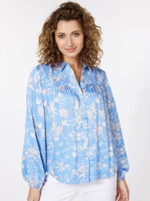 Smocked Blouse [Blue FloraL-SP2316013]