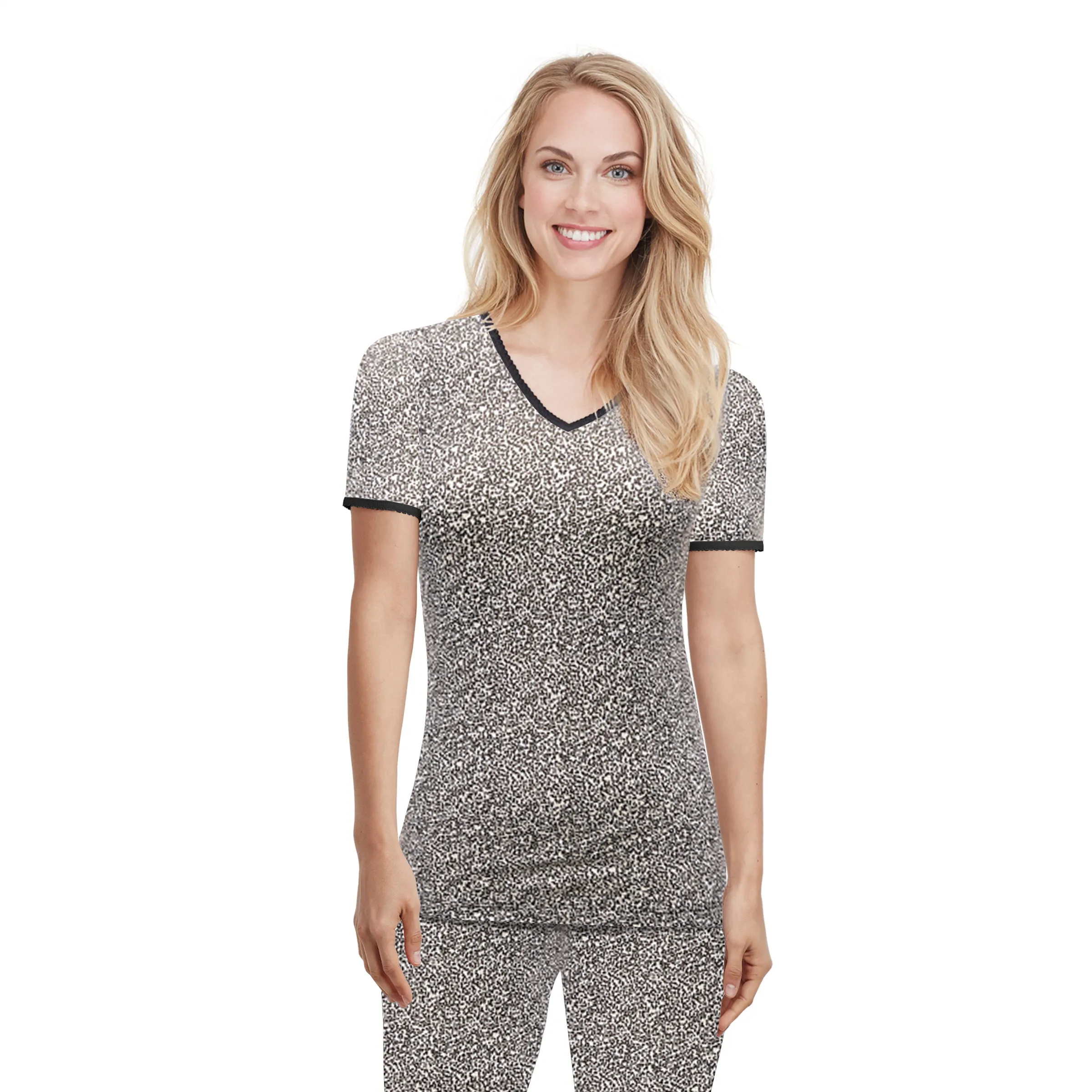 Softwear Lace Edge Short Sleeve V-Neck