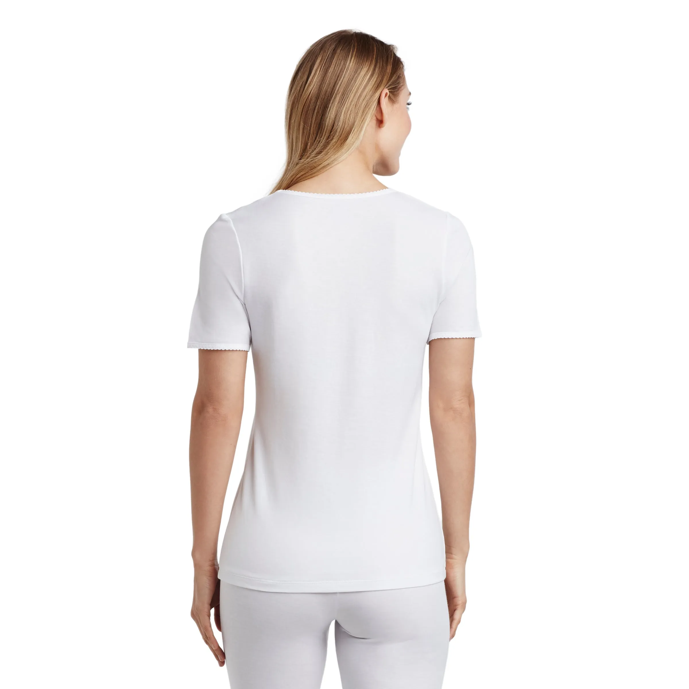 Softwear Lace Edge Short Sleeve V-Neck