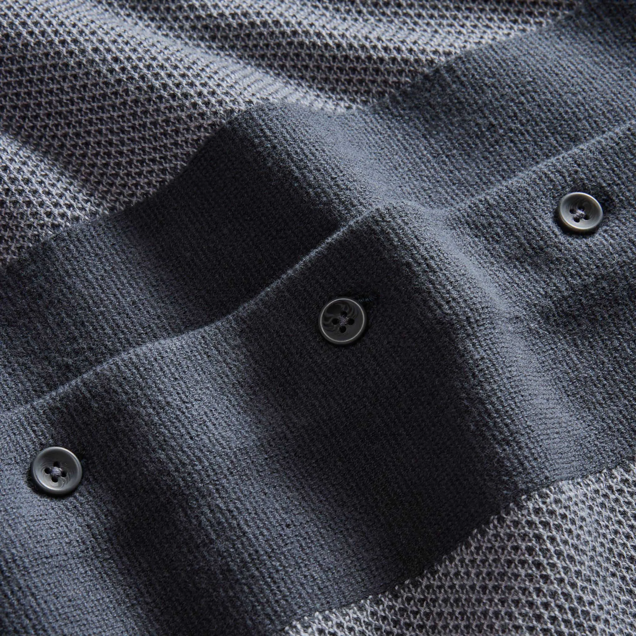 The Button Down Polo in Marine Seed Stitch