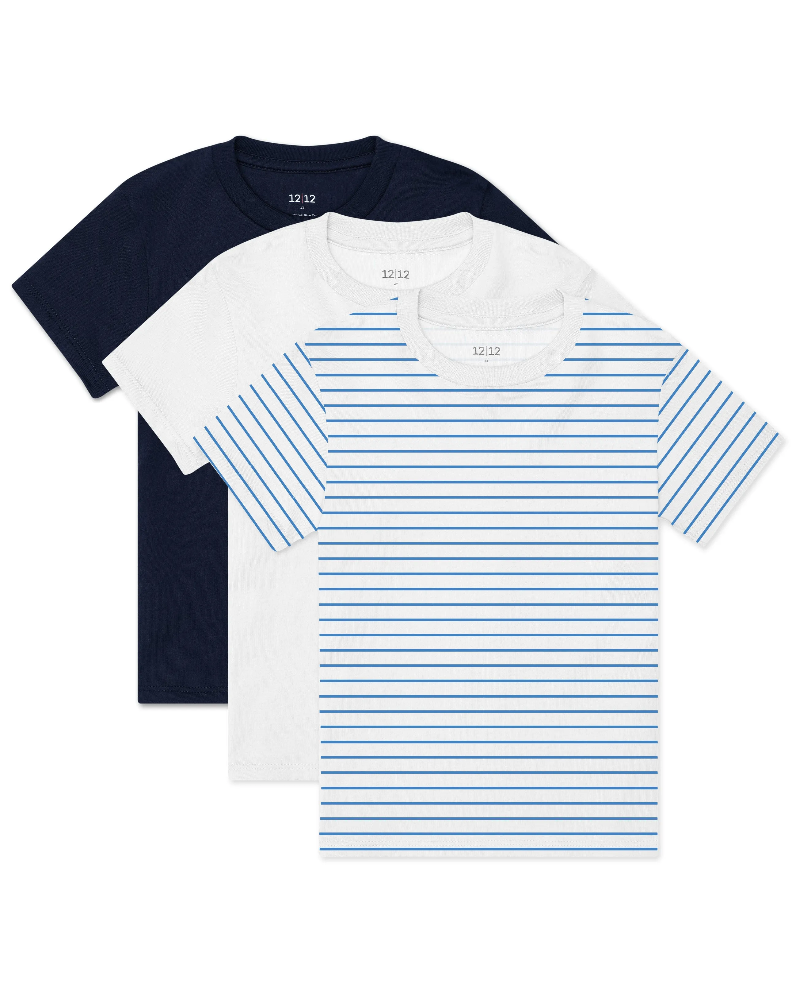 The Organic Short Sleeve Tee 3 Pack [White Navy Marine Blue Stripe]