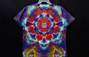 V neck Stretch  T shirt Large #3113 Mandala design $80
