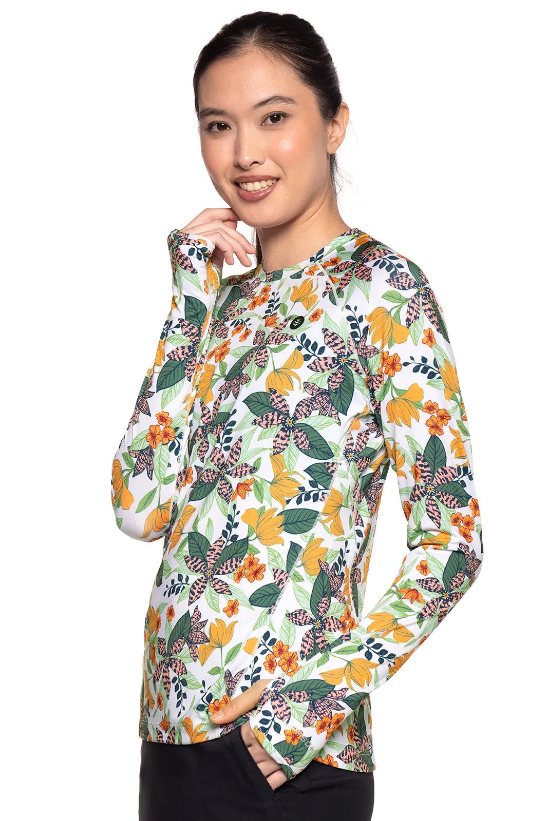 Women's Devi Long Sleeve Fitness T-Shirt | Apricot Crush Floral Paradise
