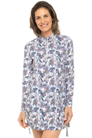 Women's Key Biscayne Ruche Swim Top | Magnolia Pink Beach Leaves