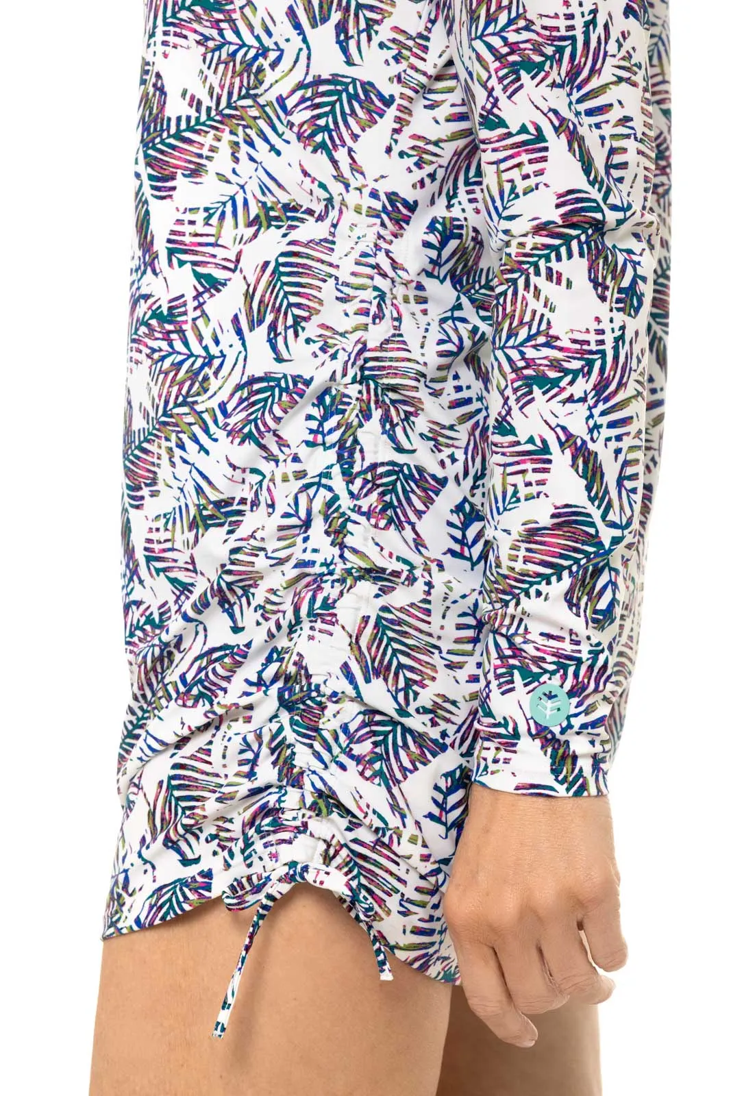 Women's Key Biscayne Ruche Swim Top | Magnolia Pink Beach Leaves