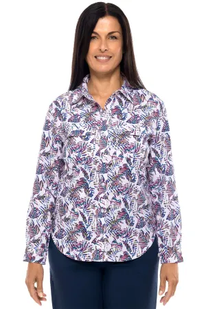 Women's Mylitta Travel Shirt  |  Magnolia Pink Beach Leaves