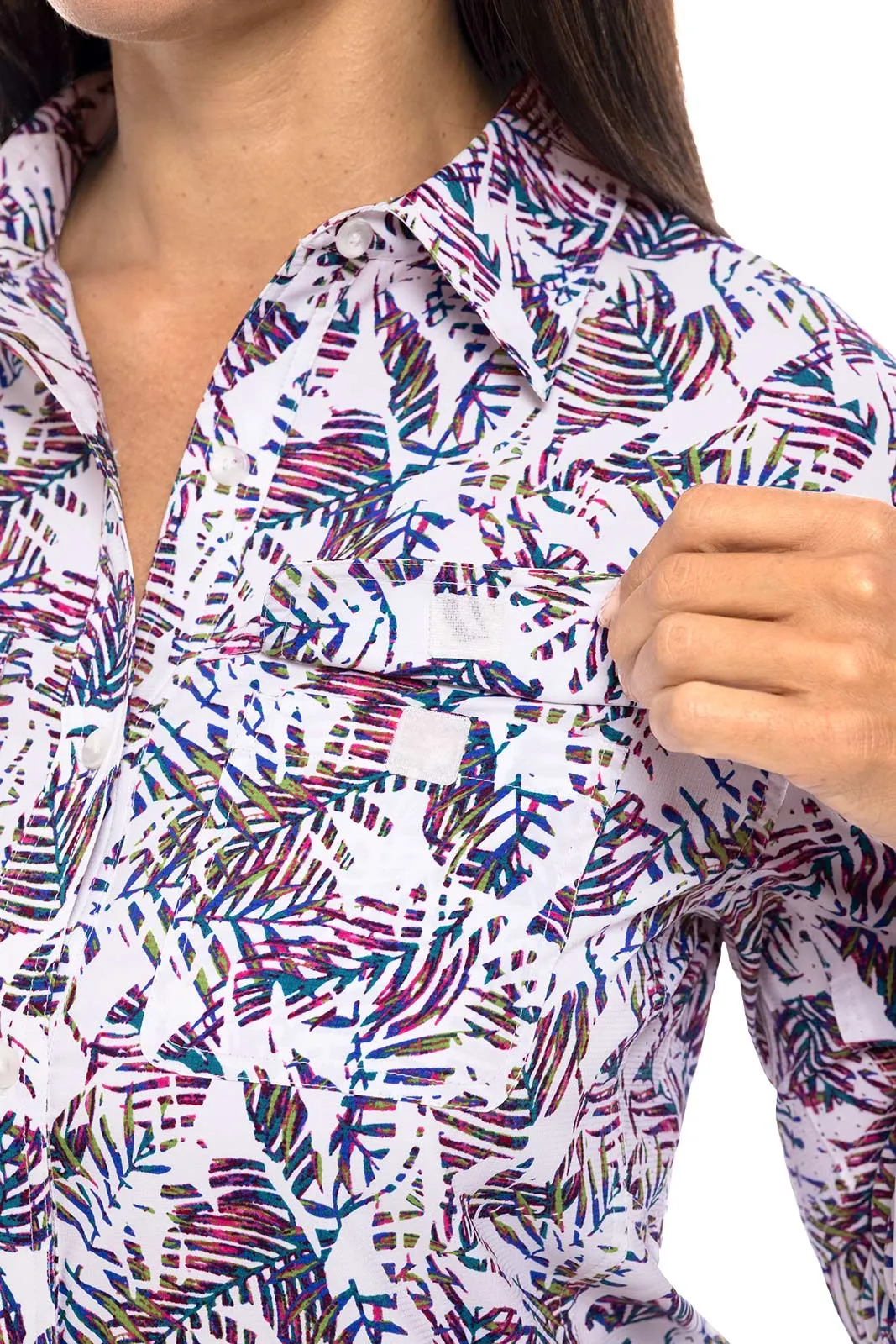 Women's Mylitta Travel Shirt  |  Magnolia Pink Beach Leaves