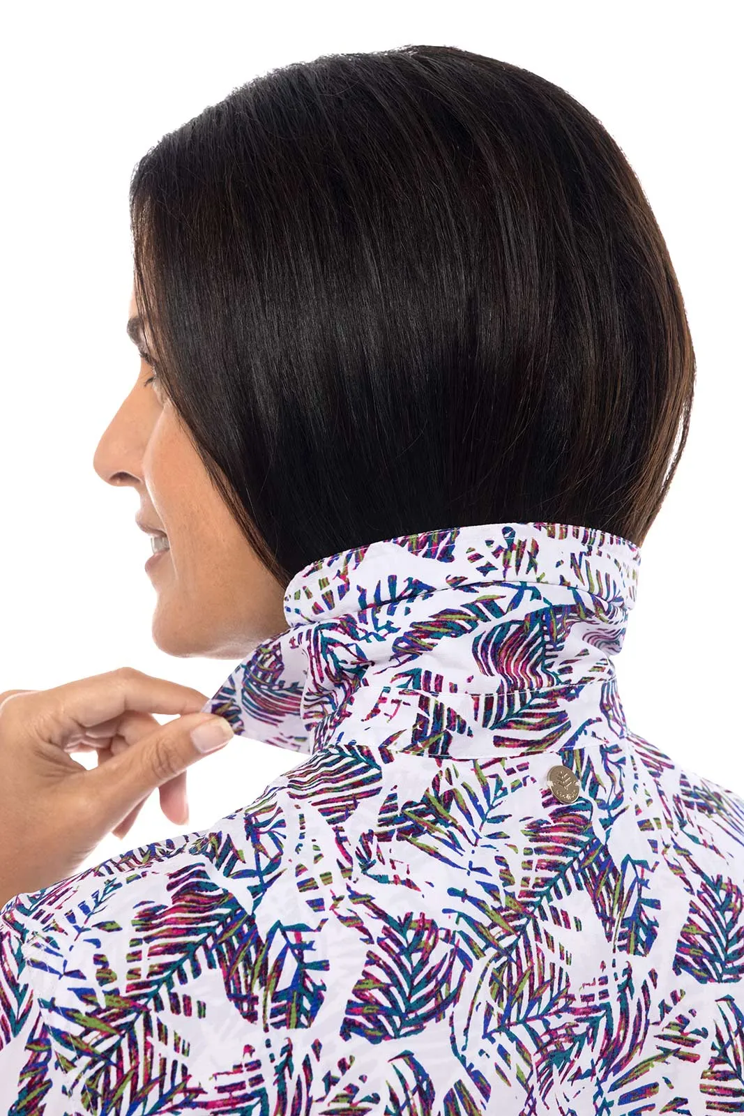 Women's Mylitta Travel Shirt  |  Magnolia Pink Beach Leaves