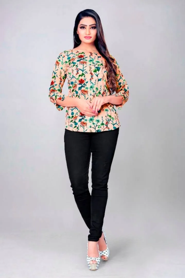 Women's Printed American Crepe Top For Dailywear Casual Women/Girls Top